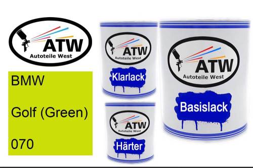 BMW, Golf (Green), 070: 1L Lackdose + 1L Klarlack + 500ml Härter - Set, von ATW Autoteile West.